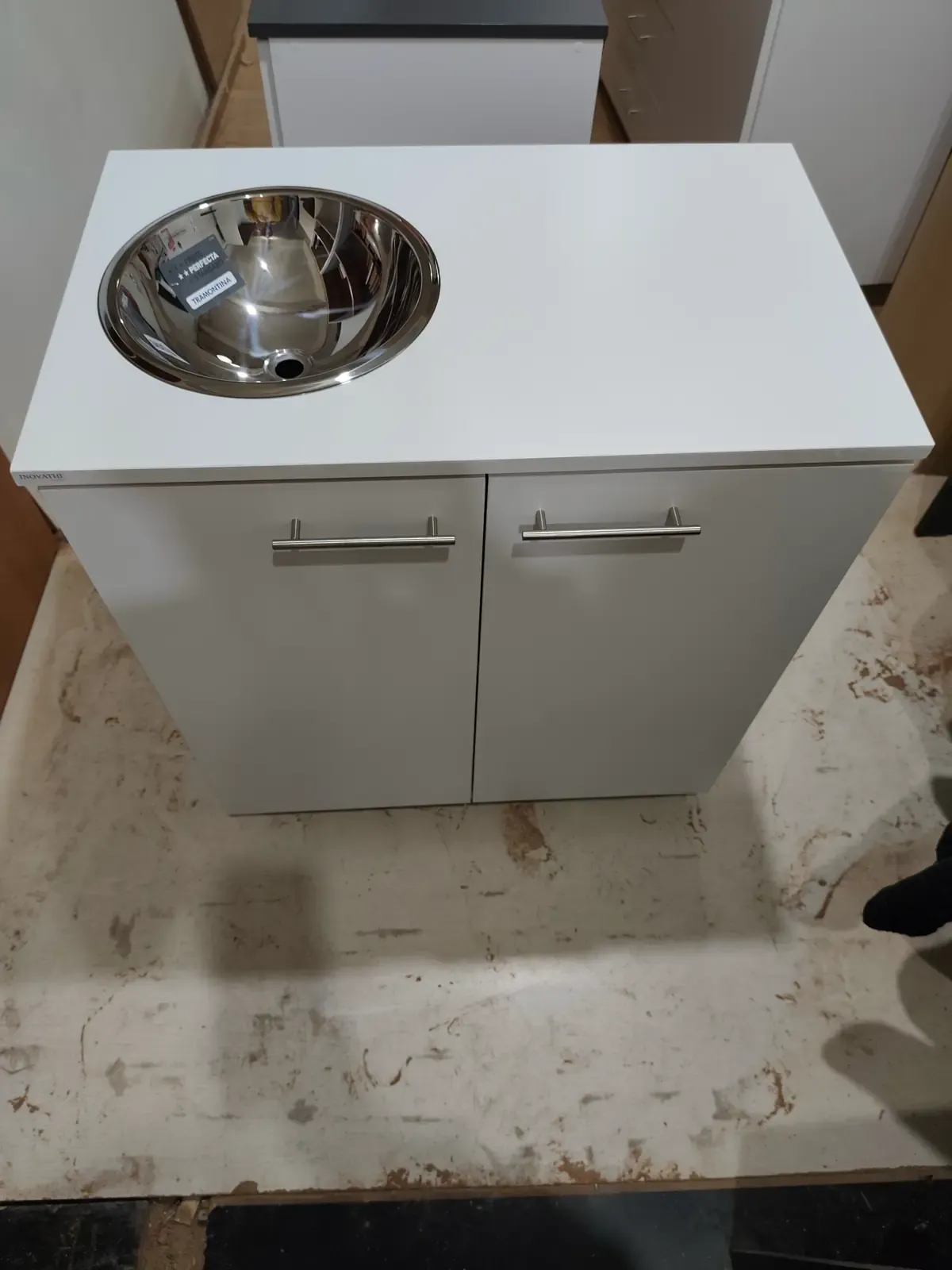 Mueble Bajo 1m – Puertas y Bacha – Blanco