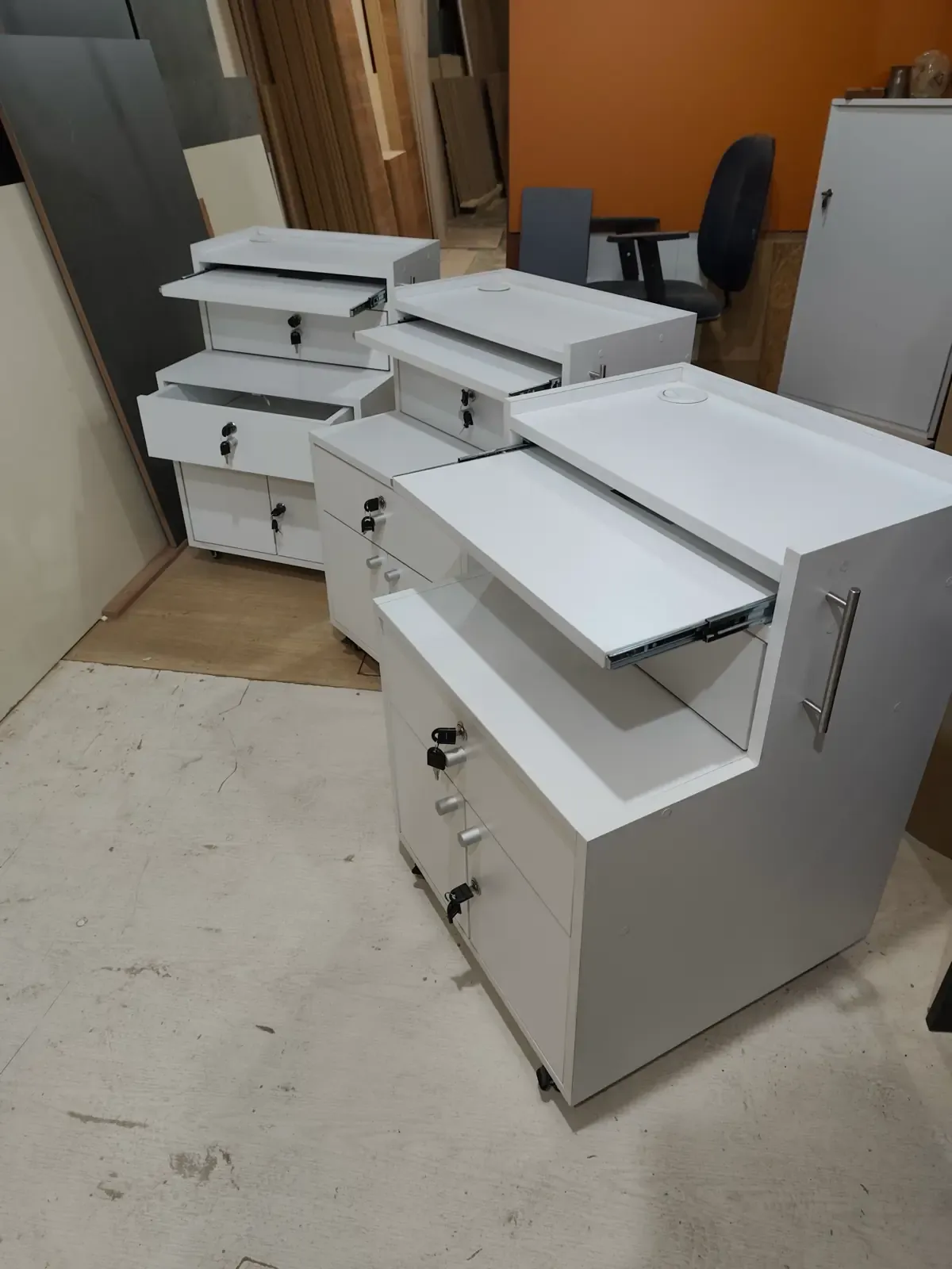 Mueble Rodante 45x45x60cm – Cajones con Guías Telescópicas y Cerradura – Blanco