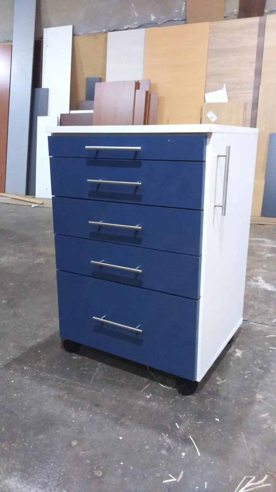 Mueble Rodante 45x45x60cm – Cajones con Guías Telescópicas y Bandeja – Azul