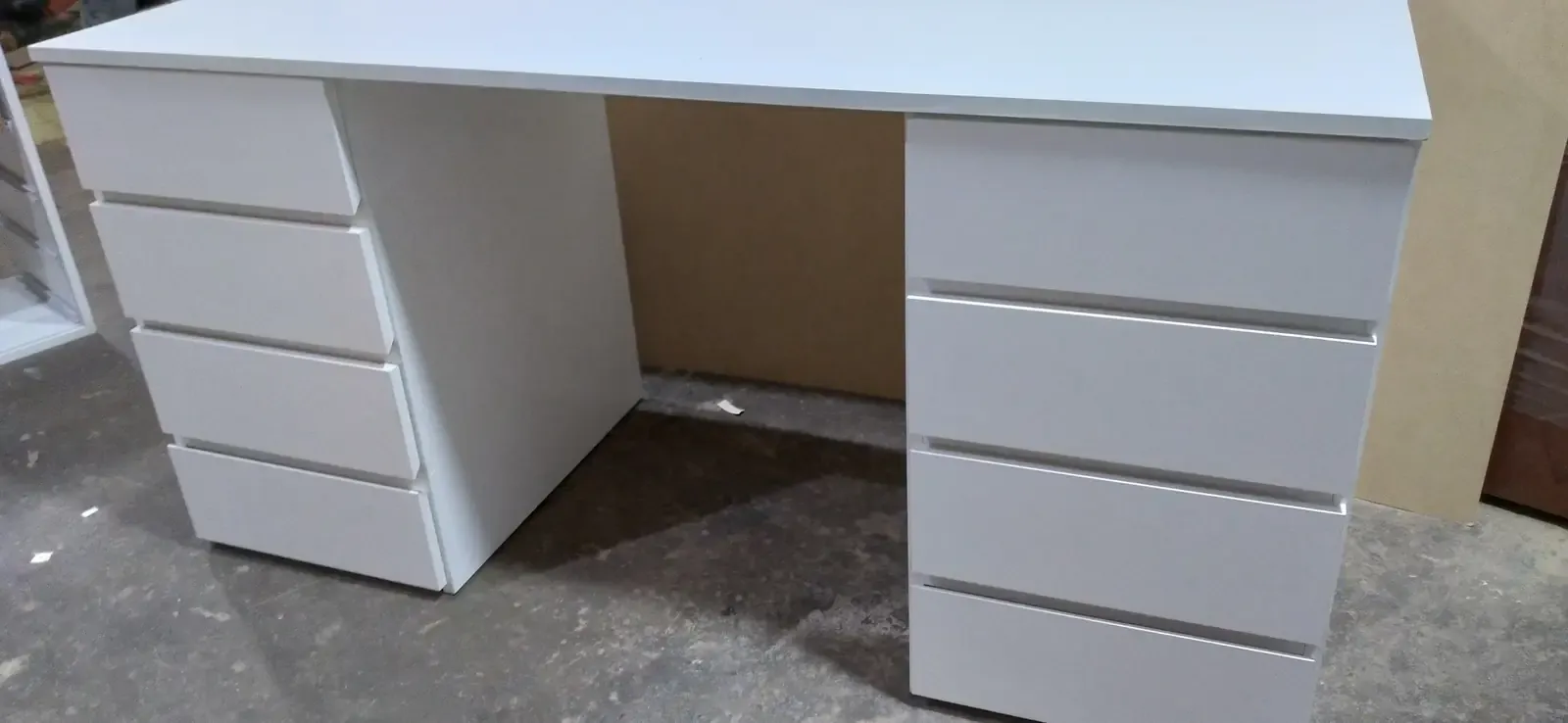 Escritorio para Hogar o Estudio 1,40m – Doble Módulos de Cajones – Blanco